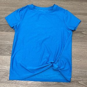 DSG Girls Active Wear Top Size S 8-9 Blue Short Sleeve Knotted Shirt